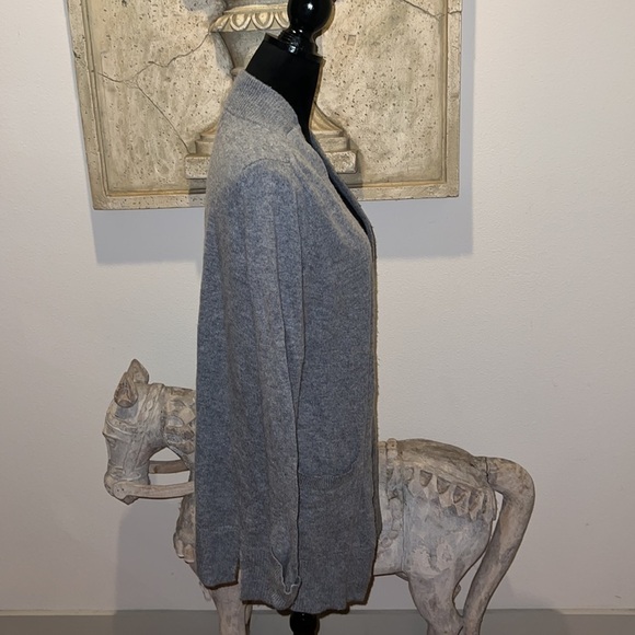 Rachel Zoe 50% wool 50% nylon gray open long cardigan Sz M - Picture 4 of 6